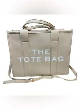 The Tote Bag Beige Leather Tote with Removable Strap
